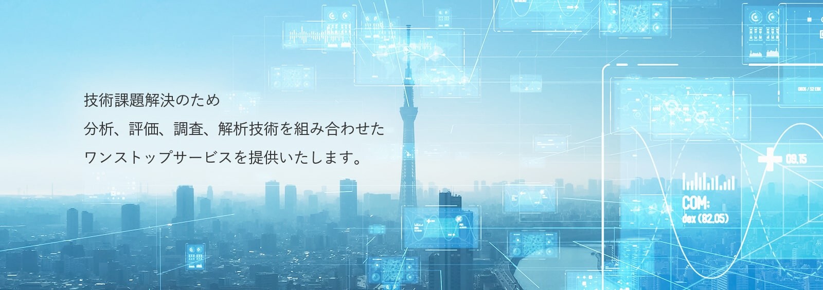 技術課題解決のため分析、評価、調査、解析技術を組み合わせたワンストップサービスを提供いたします。