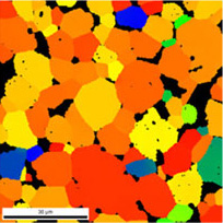 Image of angle distribution in crystalline particle: 0° to 90° from (001)