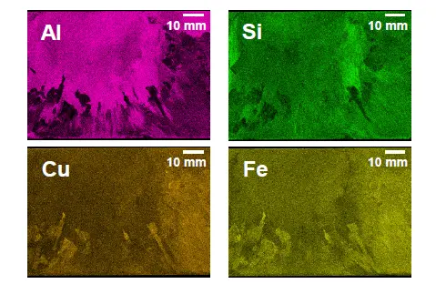 元素マッピング像（Al、Si、Cu、Fe）