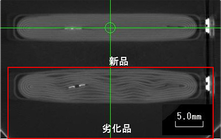 X線CTによ劣化電池内部観察像