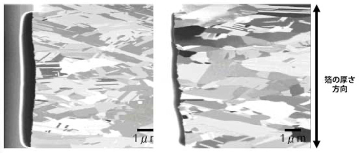 Liイオン電池　Cu電極材の組織観察例