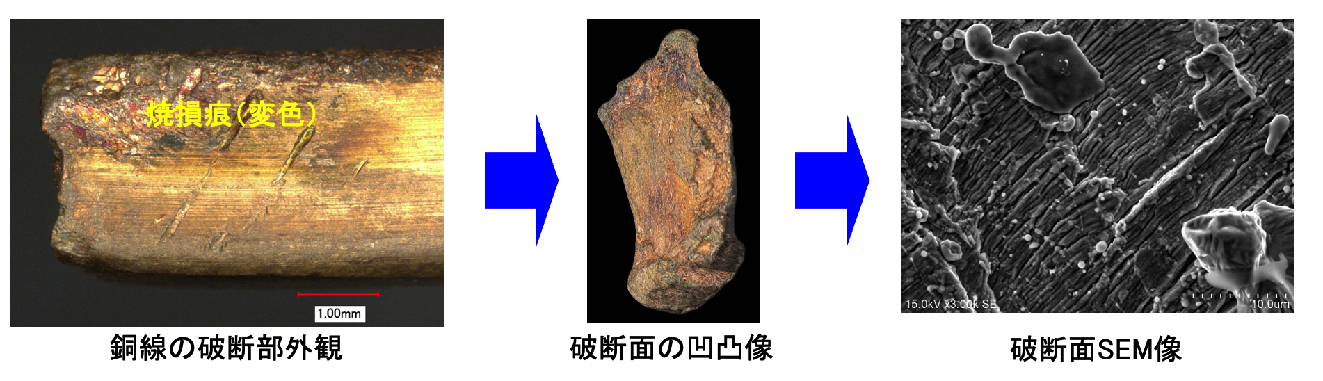 銅線の破断部外観