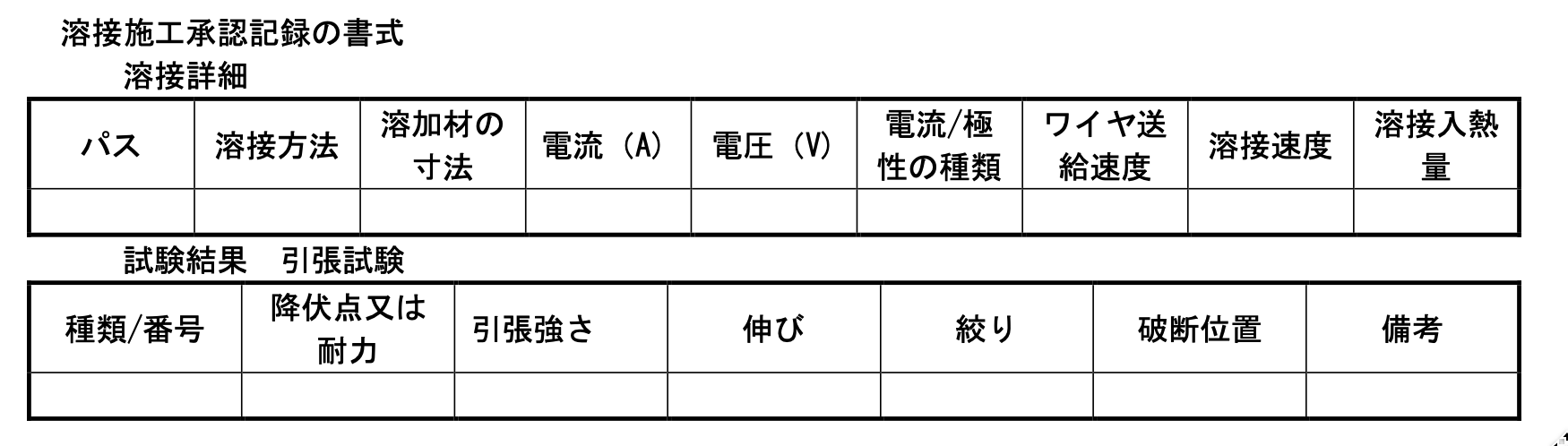 図1 溶接施工承認記録の書式