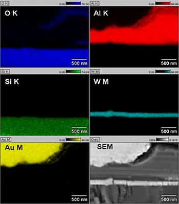 EDS analysis of Au wire bonding portion Accelerating voltage: 4 kV