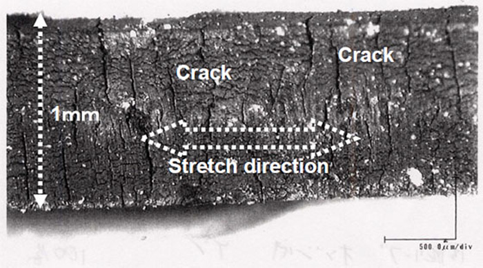 Photo  Ozone cracking of rubber