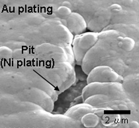 Case of Au plating pit (SEM image) 