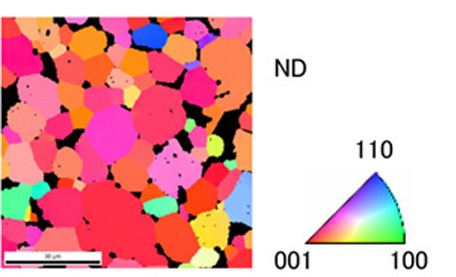 (d) Orientation mapping image (IPF map)