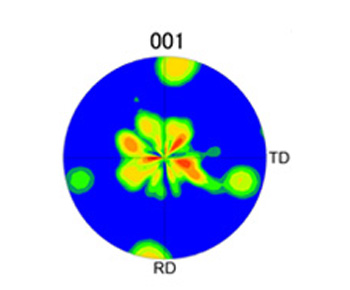(f) (001) pole figure