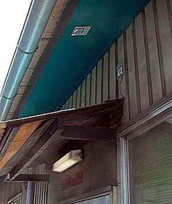 External appearance of ACM Sensors installed on eaves and on wall surface under eaves