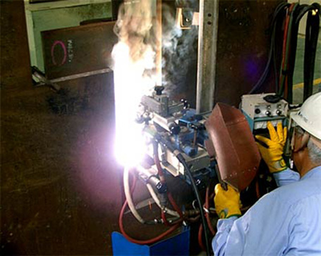 Condition of electrogas arc welding