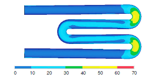 図2 熱応力（相当応力）分布（クリープ無し, MPa）