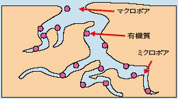 活性炭細孔内の吸着概念図