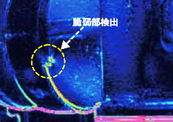 （B）ひずみ蓄積による温度変化画像