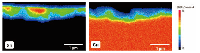 図1 Snめっき材のEPMA 元素マッピング