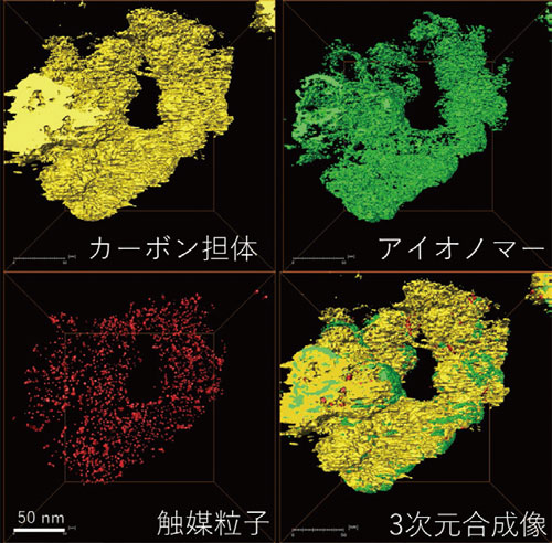 図 PEFC触媒構成要素の三次元構造像