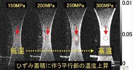 図1　ひずみ蓄積による試験片平行部の温度上昇