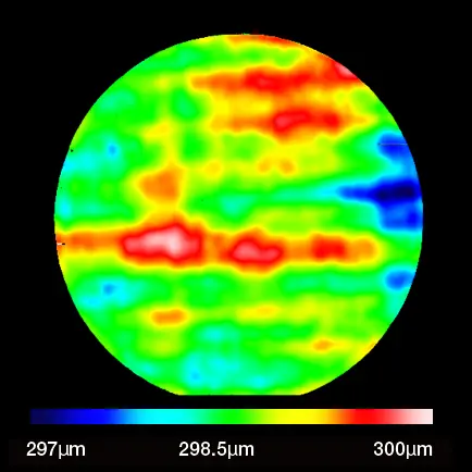 図1　シリコンウエハの厚さ分布測定例